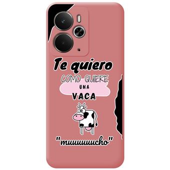 Capa Tumundosmartphone de Silicone Líquido rosa para Realme 14 5G / 14T 5G com desenho de vaca - 1