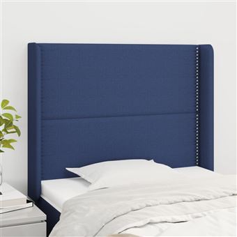 Cabeceira de Cama com Abas vidaXL | Tecido | 93x16x118/128 cm | azul - 1
