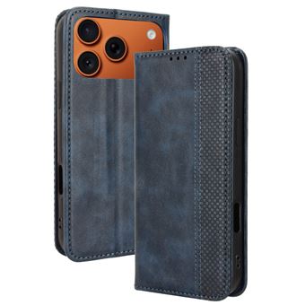 Capa FOXDOCK para iPhone 17 Pro Max | Fecho Magnético | Estampado Vintage | Pele PU | Compartimentos para Cartões | Azul - 1