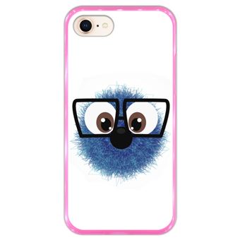 Capa Hapdey para iPhone 7 - 8 Design Monstro Peludo Azul em Silicone Flexível e TPU Cor-de-Rosa