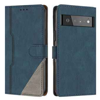 Capa FOXDOCK para Google Pixel 6 Pro | Fecho Magnético | Pele TPU Macia | 3 Compartimentos para Cartões | Função de Suporte | Azul - 1