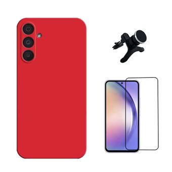Kit Vidro Temperado + Capa Silicone Líquido + Suporte Magnético Reforçado Phonecare para Samsung Galaxy A36 5G | Vermelha - 1