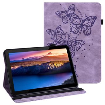 Capa PU Padrão de borboleta com titular de Cartão Roxo Magunivers para Huawei MediaPad T5 10.1 - 1