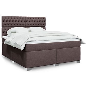 Cama com molas/colchão vidaXL | 180x200 cm | tecido castanho-escuro - 1