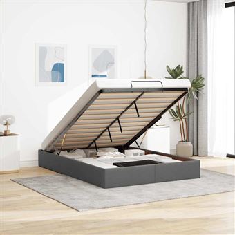 Estrutura de cama otomana sem colchão vidaXL | 140x190 cm | cinzento-escuro - 1