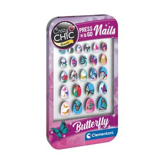 Kit de Unhas Adesivas Clementoni Crazy Chic Press & Go Nails Butterfly - 1