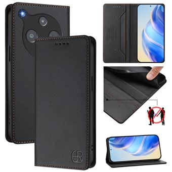 Capa Flip FOXDOCK para ZTE Nubia P9 Pro 5G | RFID | Bloqueio Magnético | Couro PU | 2 Compartimentos para Cartões | Preto - 1