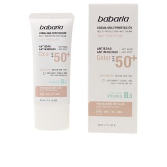 Babaria - Creme Facial Multiproteção com Cor Barbaria | FPS50 + 360º Photoage | Médio - 1