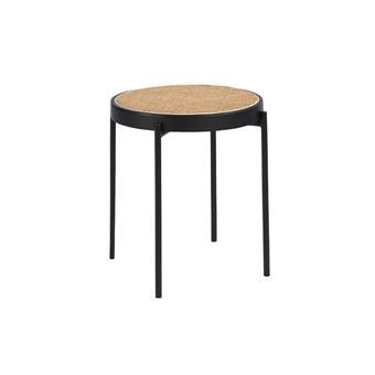 Mesa de Canto Redonda Angel Cerda 2109 | Rattan E Aço Preto  | 52 x 52 x 52 cm - 1