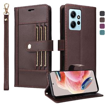 Capa Carteira Flip ZURSANA para Xiaomi Redmi Note 12 4G com Bloqueio RFID | Pulseira e 6 Porta-Cartões - Castanho - 1
