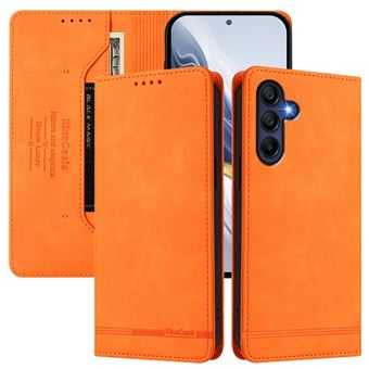 Capa FOXDOCK Tipo Carteira Flip para Samsung Galaxy A17 com Bloqueio RFID | Fecho Magnético | Pele PU  | Laranja - 1