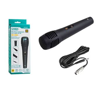 Microfone Dinâmico Unidirecional SANDA SD-6583 | com Fio de 2 Metros | Preto - 1
