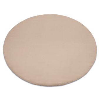 Tapete RugsX Bunny Redondo | Cinza Claro Bege | Imitação de Pele de Coelho | Círculo 80 cm - 1