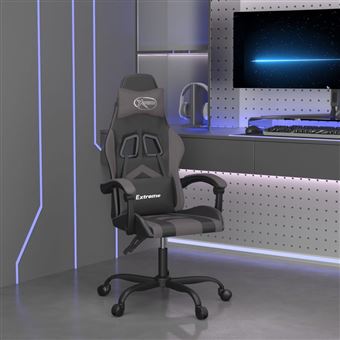 Cadeira gaming vidaXL couro artificial preto e cinzento - 1