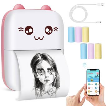 Impressora térmica de bolso DUDAO C9 bluetooth cat shape | + 6 cores papel de impressão | Rosa - 1