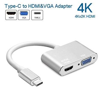 Adaptador Conversor Multi4you USB-C para HDMI + VGA 2k/4k - 1