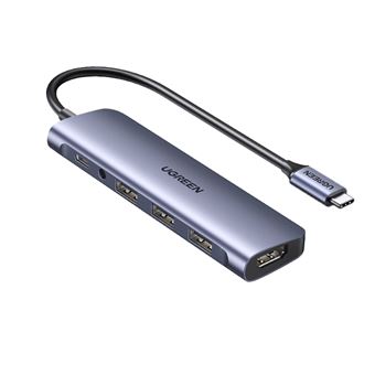 Adaptador UGREEN 80132 CM136 6 em 1 | Type-C a PD100W AUX 3.5mm HDMI 3USB3.0 para HUAWEI Mate40/P50 Samsung S20 - 1