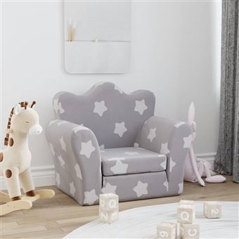 Sofá-cama infantil vidaXL | com estrelas pelúcia cinzento-claro - 1