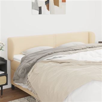 Cabeceira de Cama com Abas vidaXL | Tecido | 183x23x78/88 cm | creme - 1