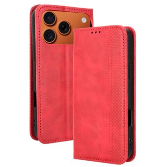 Capa FOXDOCK para iPhone 17 Pro Max | Fecho Magnético | Estampado Vintage | Pele PU | Compartimentos para Cartões | Vermelho - 1