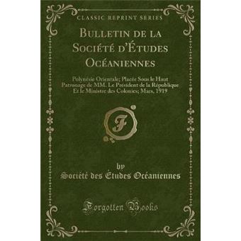 bulletin De La Société Détudes Océaniennes Paperback -