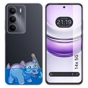 Capa de Silicone Transparente Tumundosmartphone para Realme 14x 5G | Desenhos de Design de soluço - 1