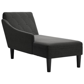 Chaise lounge com almofada/apoio de braços vidaXL | direito tecido preto - 1