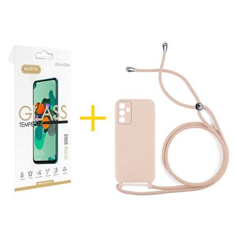 Pack 1 x Película de Vidro Temperado 2.5D + Capa Accetel para Samsung Galaxy S25 5G | Gel Rope | Rosa Pastel - 1