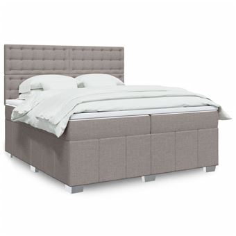 Cama com molas/colchão vidaXL | 200x200 cm | tecido castanho-acinzentado - 1