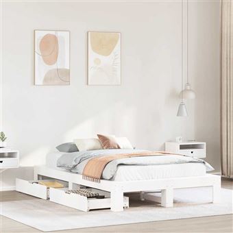 Cama sem colchão vidaXL | 120x190 cm | madeira de pinho maciça branco - 1