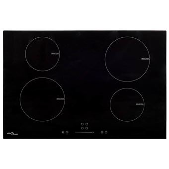 Placa de Indução vidaXL com 4 Discos | Controlo tátil Vidro | 7000 W | 77 cm - 1