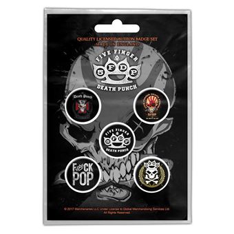 Crachá Rock Off FIVE FINGER DEATH PUNCH - Logos | Button Badge | 5 Unidades - 1