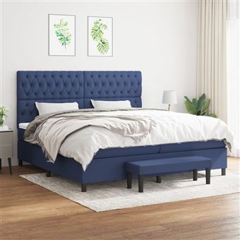 Cama com Molas e Colchão vidaXL | 200x200 cm | tecido azul - 1
