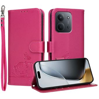 Capa FOXDOCK para Xiaomi POCO C85 | Flip | Bloqueio RFID | Fecho Magnético | Pele Sintética | Alça de Pulso Amovível | Vermelho - 1