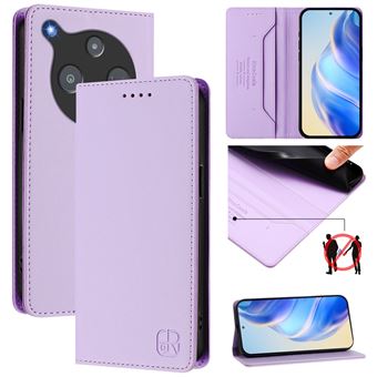 Capa Flip FOXDOCK para ZTE Nubia P9 Pro 5G | RFID | Bloqueio Magnético | Couro PU | 2 Compartimentos para Cartões | Roxo claro - 1