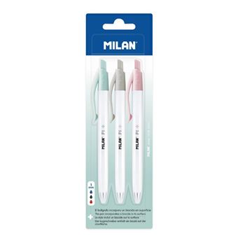 Esferográfica Milan P1 Antibacteriana Azul/Preto/Vermelho Bwm10012Ibg | Caixa com 3 Unidades - 1