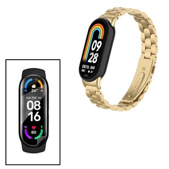 Kit Bracelete de Aço + Ferramenta + Pelicula de Hydrogel GIFT4ME para Xiaomi Smart Band 9 | Ouro - 1