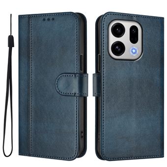 Capa FOXDOCK para OPPO Find X9 | Estilo Vintage | TPU com Textura de Pele Antiderrapante | Compartimentos para Cartões e Suporte | Azul - 1