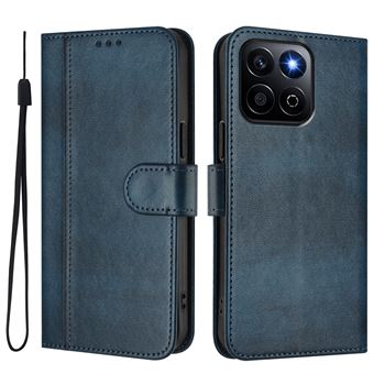 Capa FOXDOCK para Honor X7C 4G | Estilo Vintage | TPU com Textura de Pele Antiderrapante | Compartimentos para Cartões e Suporte | Azul - 1