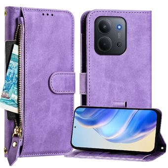 Capa Carteira ZURSANA para Xiaomi Redmi 15C 5G | Suporte | Zíper | Proteção Anti-Impacto  | Violeta - 1
