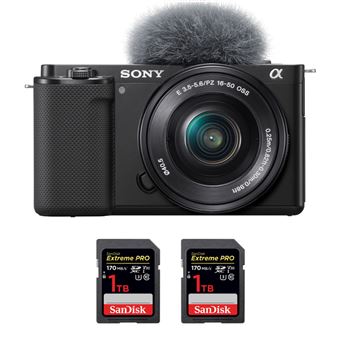 Máquina Fotográfica Sony ZV-E10 + 16-50mm preto + 2 SanDisk 1 TB Extreme PRO UHS-I SDXC 170 MB/s + PDF 15 técnicas para melhorar as suas fotografias - 1