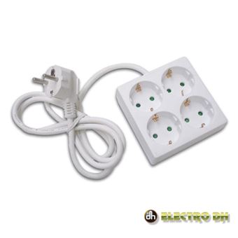 Tomada Elétrica Electro Dh Com 4 Saídas Quadrada 1.5M Branco Edh - 1