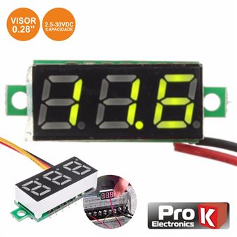Voltimetro Digital Prok Led Verde 2.5V-30Vdc - 1