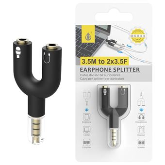 Adaptador para Auriculares One Plus B5344 | 3.5 m | 2 x 3.5F - Preto - 1