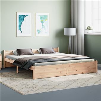 Estrutura de cama super king vidaXL | 180x200 cm | madeira maciça - 1