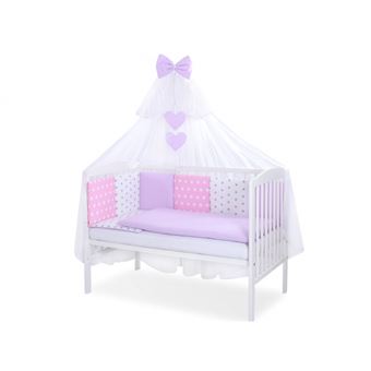 Conjunto roupa de cama para berço PRIMEIRO NINHO DAMORE | kit 5 elementos Mix | Lilas - 1