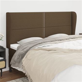 Cabeceira de Cama com Abas vidaXL | Tecido | 183x23x118/128 cm | castanho-escuro - 1