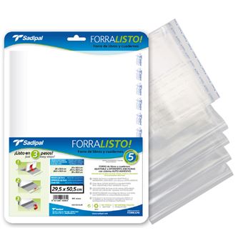 Paq/5 forro libros ajustable 29x50,5cm forralisto pp - 1