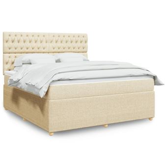 Cama com molas/colchão vidaXL | 180x200 cm | tecido cor creme - 1