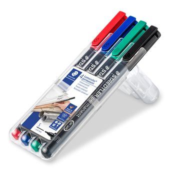 Marcador Permanente Staedtler Lumocolor 313 WP4 | Azul, Verde, Vermelho - 1